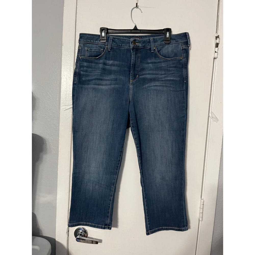NYDJ Marilyn Crop Jeans 16W Blue Medium Wash Lift Tuck Straight Leg Denim